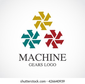 Machine gears of color engine abstract vector and logo design or template cogs business icon of company identity symbol concept