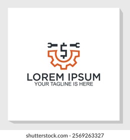 machine gears and dollar logo concept, payment and machine logo design vector
