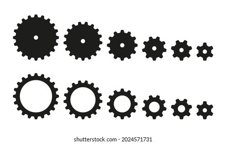 Machine gears set. Vector icon cogwheel collection.