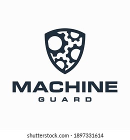 machine gears with shield logo design
