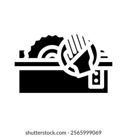 machine guarding injury prevention glyph icon vector. machine guarding injury prevention sign. isolated symbol illustration