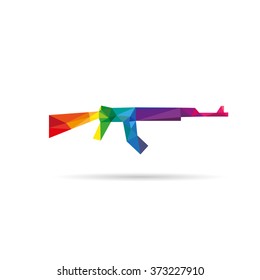 Machine gun abstract triangle design concept element isolated on a white backgrounds, vector illustration