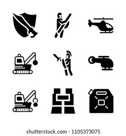 machine, gun, background and swords icons in War vector set. Graphics for web and design