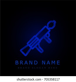 Machine gun blue chromium metallic logo