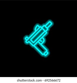 Machine gun blue glowing neon ui ux icon. Glowing sign logo vector