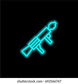 Machine gun blue glowing neon ui ux icon. Glowing sign logo vector