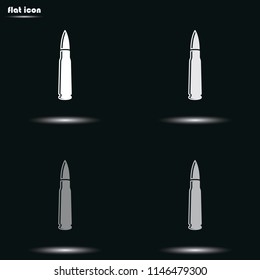 Machine gun bullet flat grayscale vector icon.