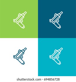 Machine gun green and blue material color minimal icon or logo design