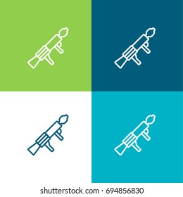 Machine gun green and blue material color minimal icon or logo design