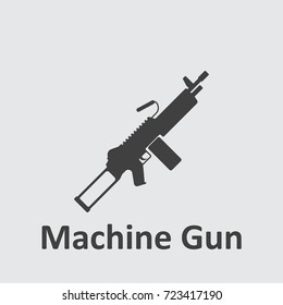 Machine Gun grey icon on the grey background.