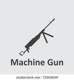 Machine Gun grey icon on the grey background.