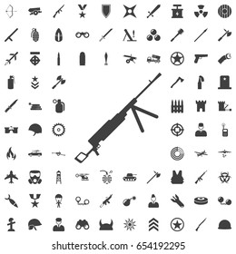 Machine Gun grey icon. Set of weapon icons
