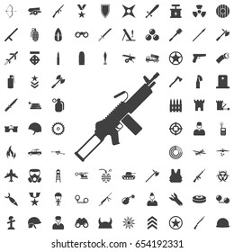 Machine Gun grey icon. Set of weapon icons