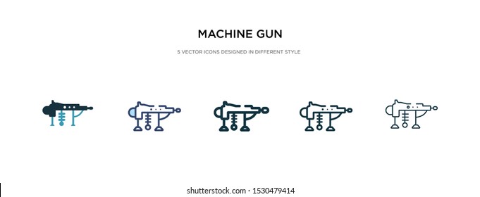 machine gun icon in different style vector illustration. two colored and black machine gun vector icons designed in filled, outline, line and stroke style can be used for web, mobile, ui