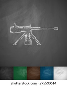 machine gun icon. Hand drawn vector illustration. Chalkboard Design