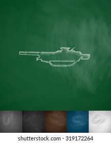 machine gun icon. Hand drawn vector illustration. Chalkboard Design