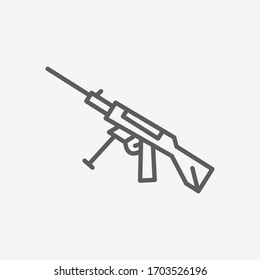 Símbolo de línea de icono de ametralladora. Ilustración vectorial aislada del concepto de signo de icono para el diseño de la interfaz de usuario del logotipo de la aplicación móvil del sitio web.