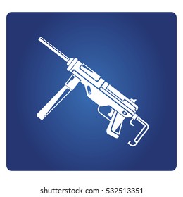 machine gun icon on blue background