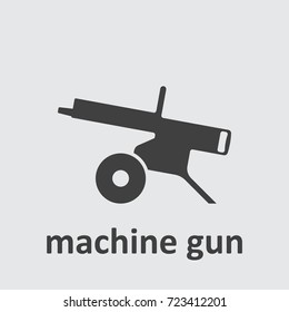 Machine gun icon on the grey background.