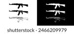 Machine gun icon on a white and black background. Military weapons for protection.