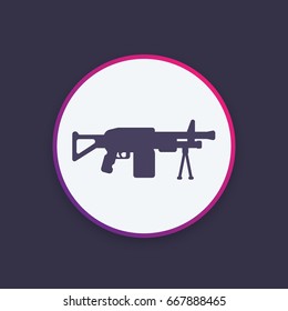 Machine gun icon, vector silhouette