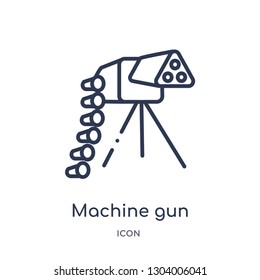 machine gun icon from weapons outline collection. Thin line machine gun icon isolated on white background.