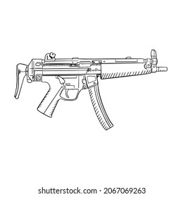 Machine Gun Illustration Hand Drawing Illustration Stock Vector ...