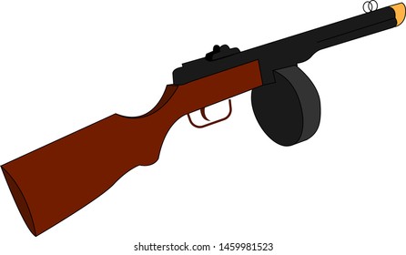 Ametralladora, ilustración, vector sobre fondo blanco.