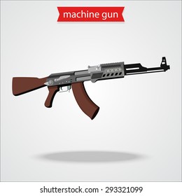 Machine gun isolated. War icon. Vector illustration of military.