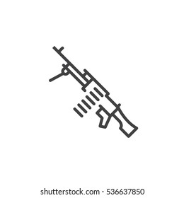 Machine gun line icon, outline vector sign, linear pictogram isolated on white. Symbol, logo illustration