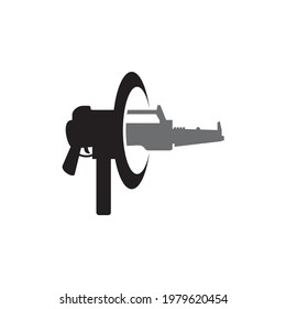 Machine Gun Logo Design Vector Template