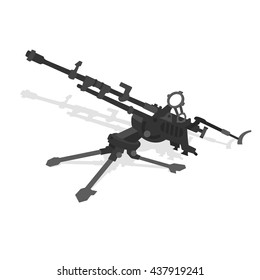 Machine gun on the tripod. weapon is illustration on white background