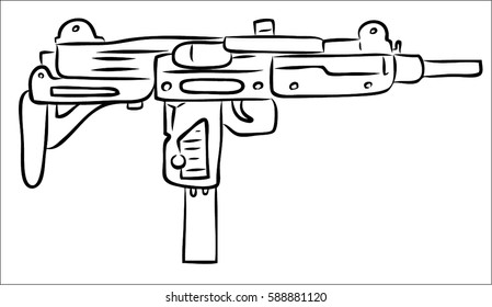 Machine gun on a white background.