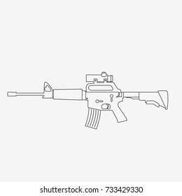 Machine gun outline. Vector illustration