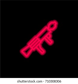 Machine gun red glowing neon ui ux icon. Glowing sign logo vector