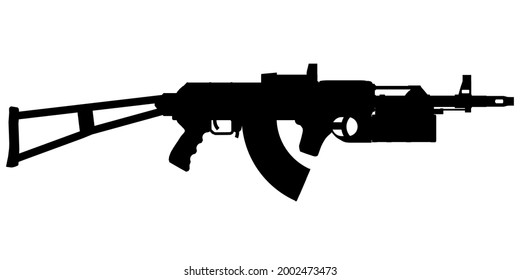 Machine gun silhouette isolated on white background. Vector illustration