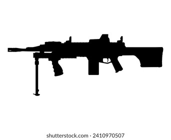 Machine Gun Silhouette vector art white background