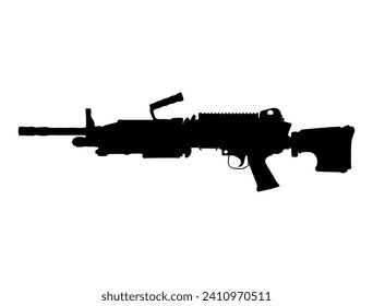 Machine Gun Silhouette vector art white background