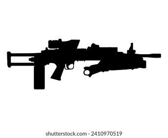 Machine Gun Silhouette vector art white background