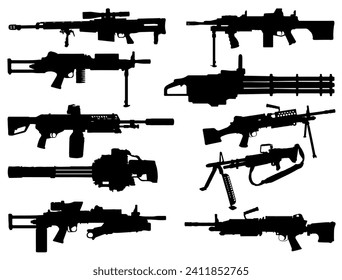 Machine Gun silhouette vector art