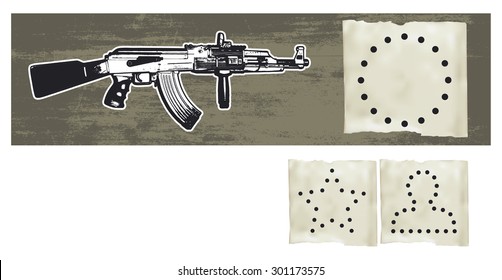 machine gun with silhouettes shots