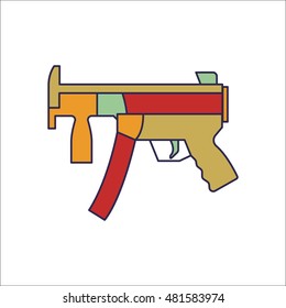 Machine gun symbol sign flat icon on background