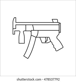 Machine gun symbol sign one line icon on background