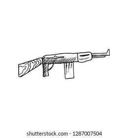 machine gun vector doodle sketch isolated on white background