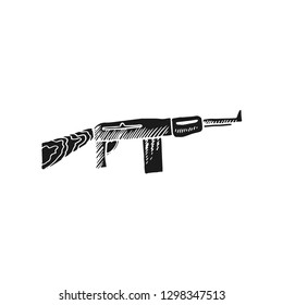 machine gun vector doodle sketch isolated on white background