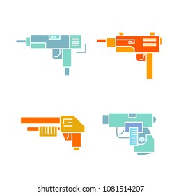 machine gun and weapon icons set