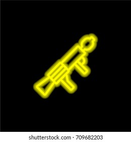 Machine gun yellow glowing neon ui ux icon. Glowing sign logo vector