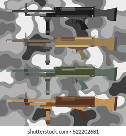 machine guns on a background of camouflage