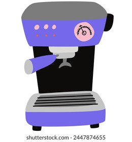 Сoffee machine.  Hand draw vector electric coffee machine. Icon collection for menu, coffee shop.
