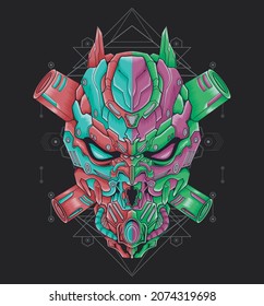 Machine head warrior vector illustration